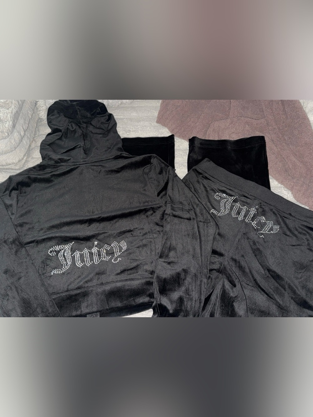 Juicy Couture Classic Velour Tracksuit Zip-Up Hoodie & Pull on Pants Medium BNWT